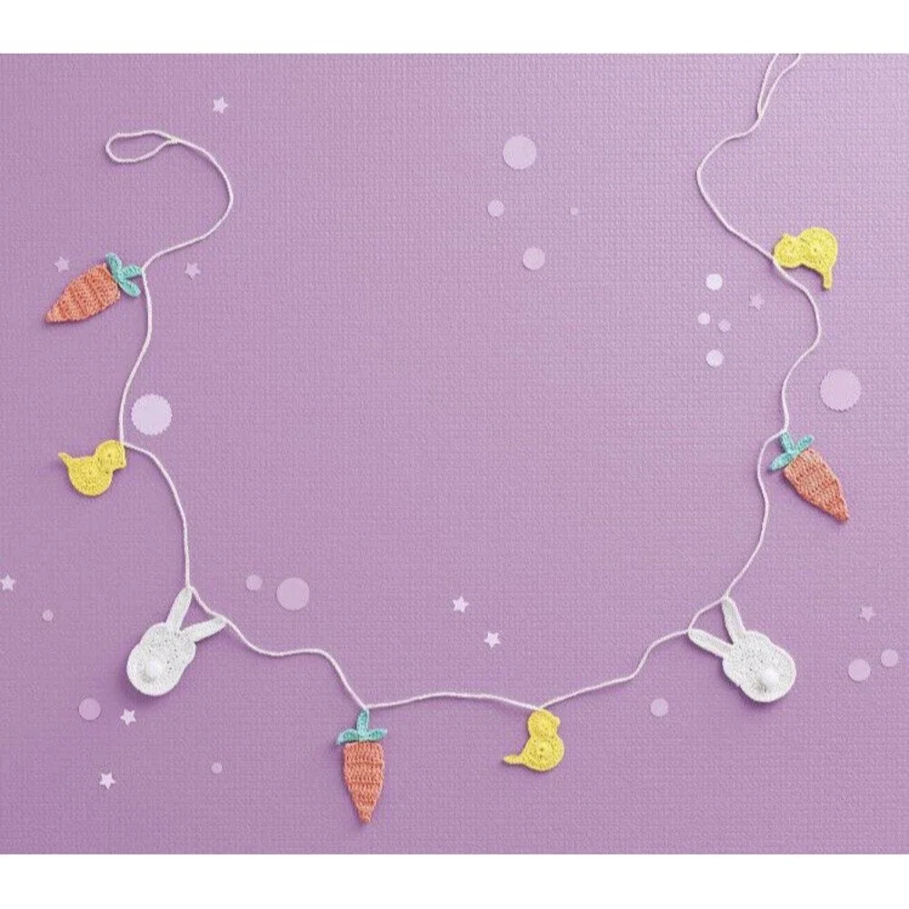 Spritz Easter Crocheted Garland 72” Bunny Carrot Chick 2022 Macrame 6ft